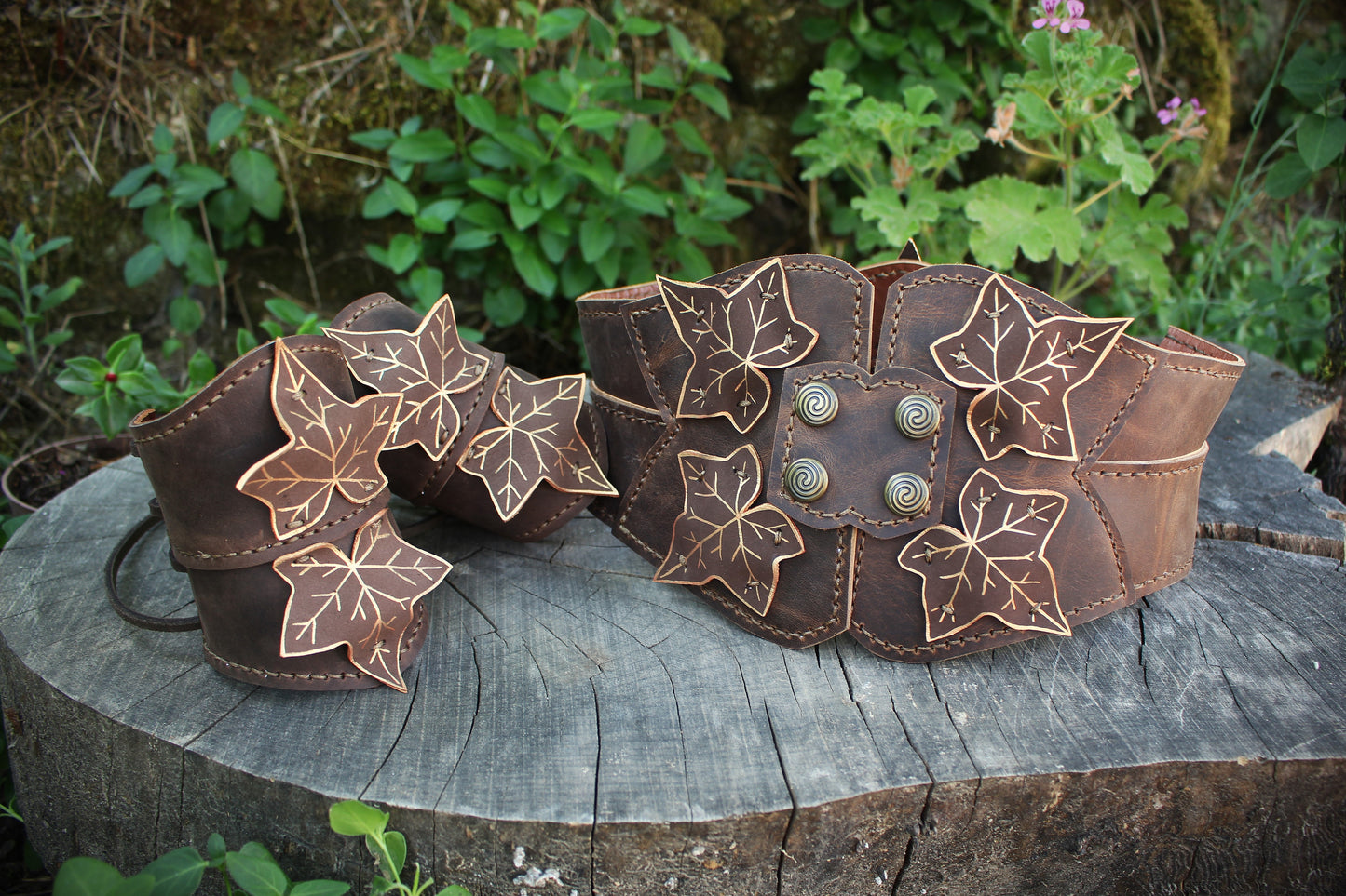 Ivy Corset and Bracers - Vintage Brown