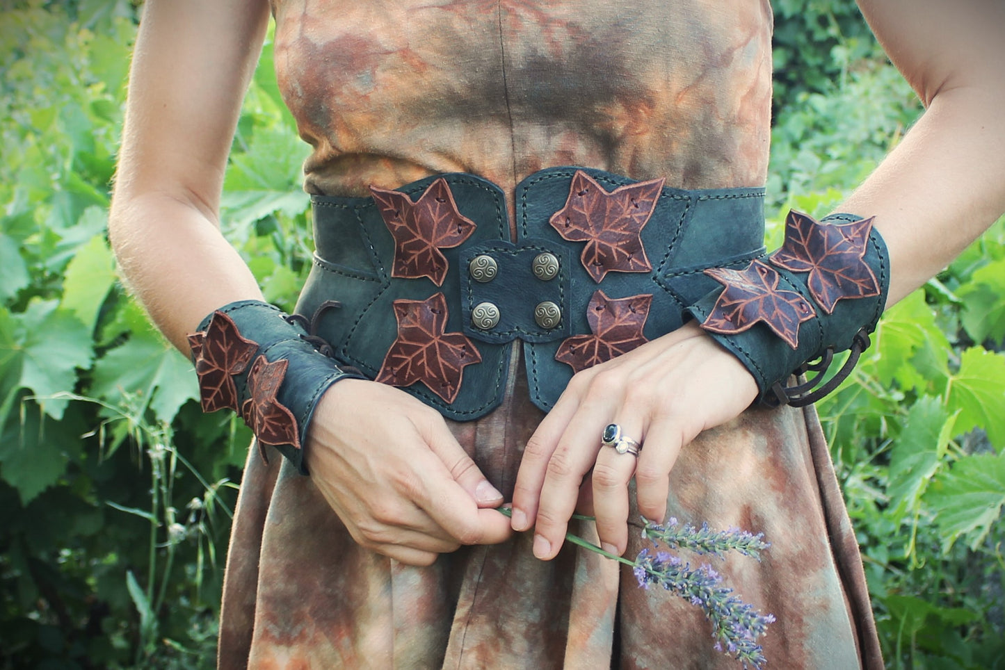 Ivy Corset and Bracers  - Deep Green