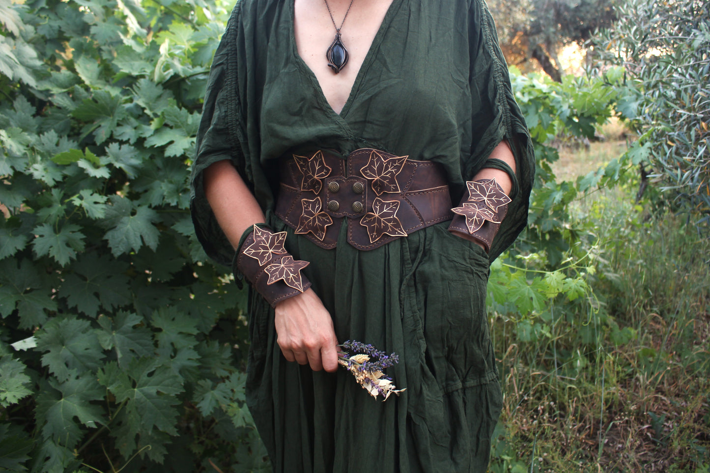 Ivy Corset and Bracers - Vintage Brown